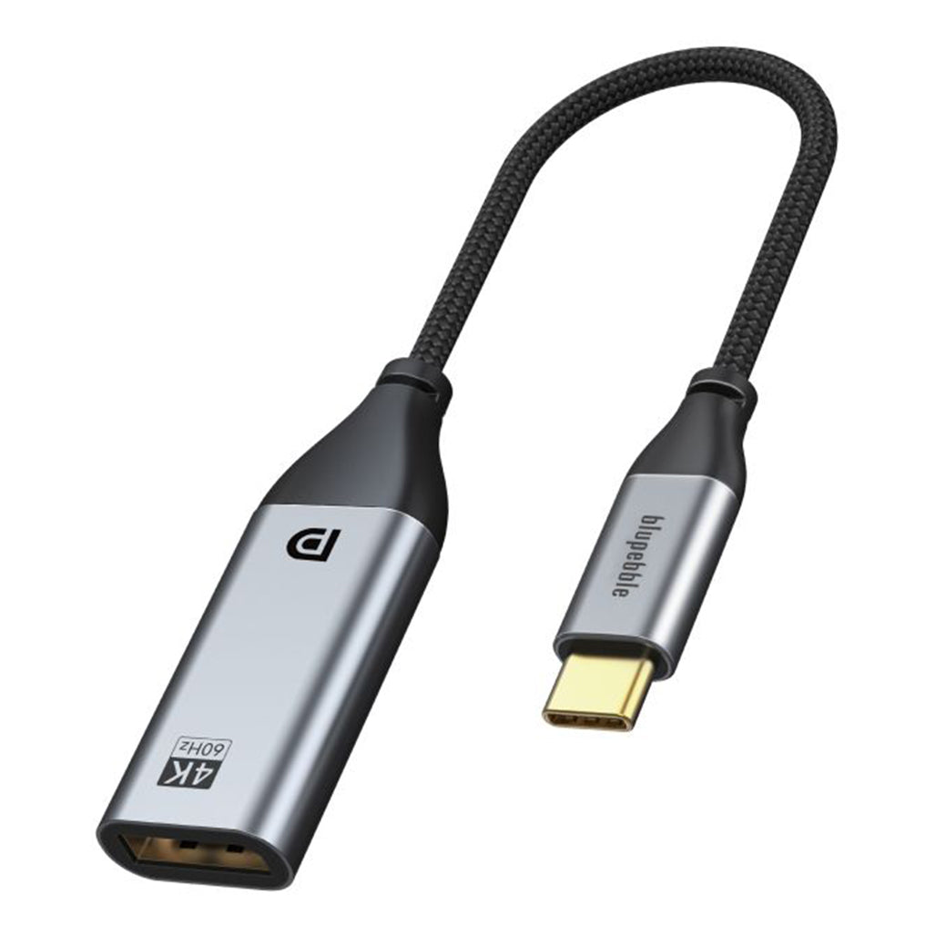 A Photo Of BluPebble USB-C to DisplayPort Adapter with 4K@60Hz Ultra High-Speed Support, Gold-Plated Connectors, and Durable Aluminum Shell