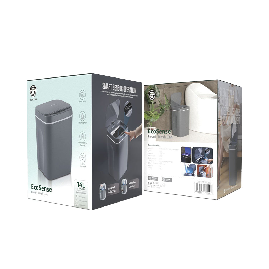 A Photo Of Green Lion Ecosense Smart Trash Can with Smart Sensors - 14L - Grey