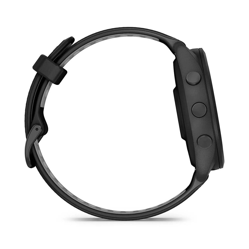 A Photo Of Garmin Forerunner 265 - 010-02810-10 - Black Bezel and Case with Black/Powder Gray Silicone Band