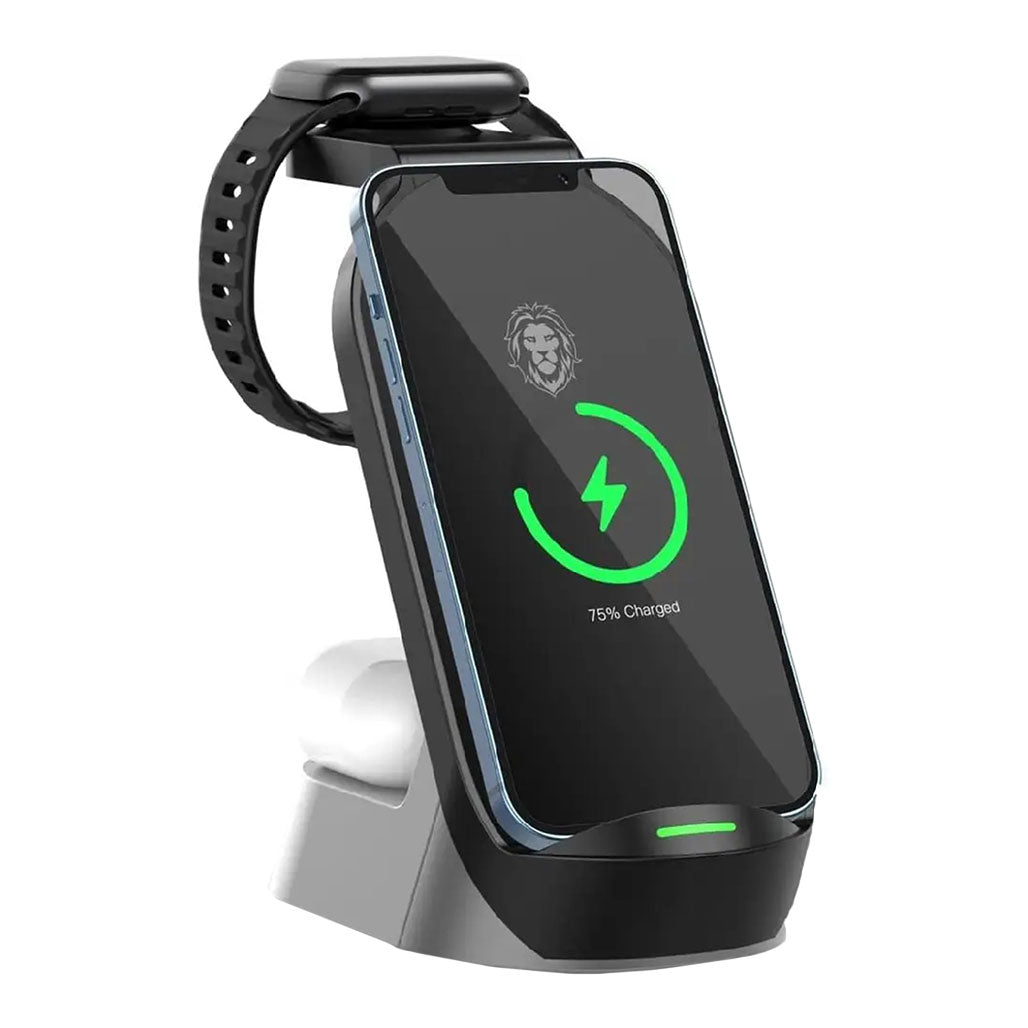 Green Lion 4 in 1 Fast Wireless Charger 15W - Black, 31960662933756, Available at 961Souq