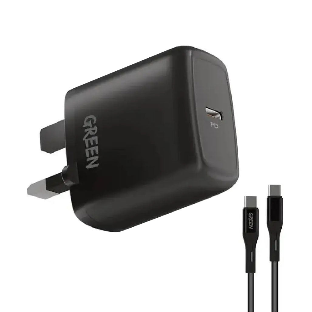 Green Lion Compact Wall Charger 20W ,Charger Type-C To Type-C - Black, 31960746721532, Available at 961Souq