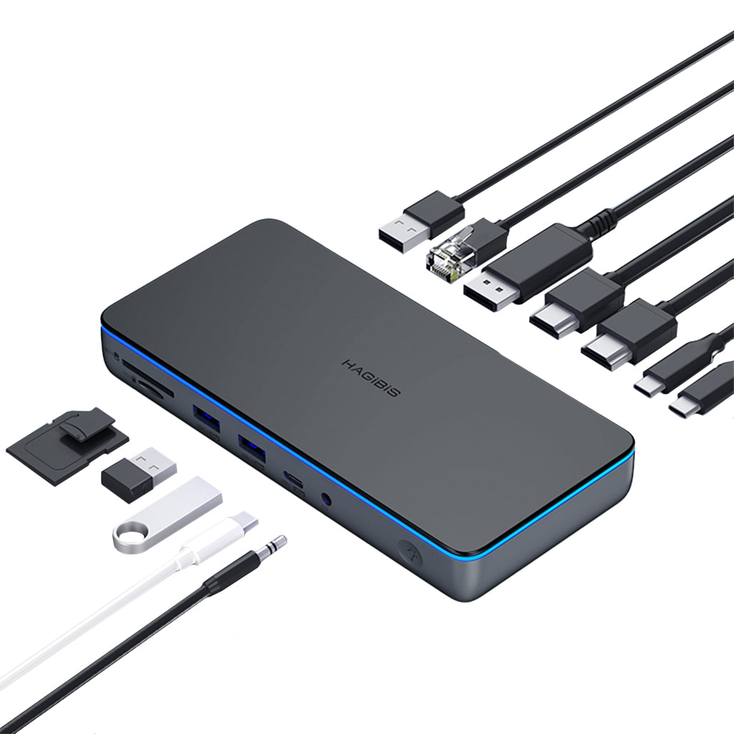 A Photo Of Hagibis Triple Display USB-C Docking Station | 8K HD, 100W Power Delivery, Multi-System Compatible