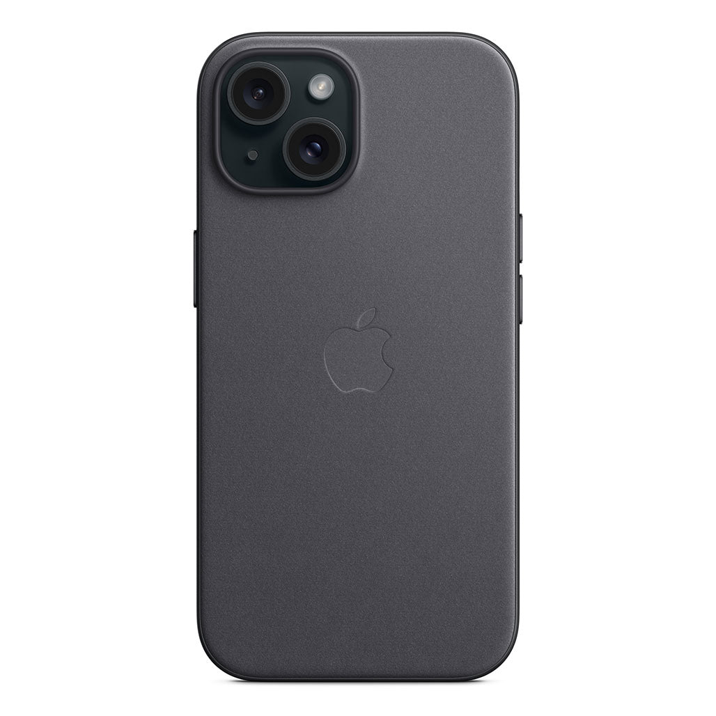 A Photo Of Apple iPhone 15 FineWoven Case with MagSafe - Black | Sustainable, Stylish Protection