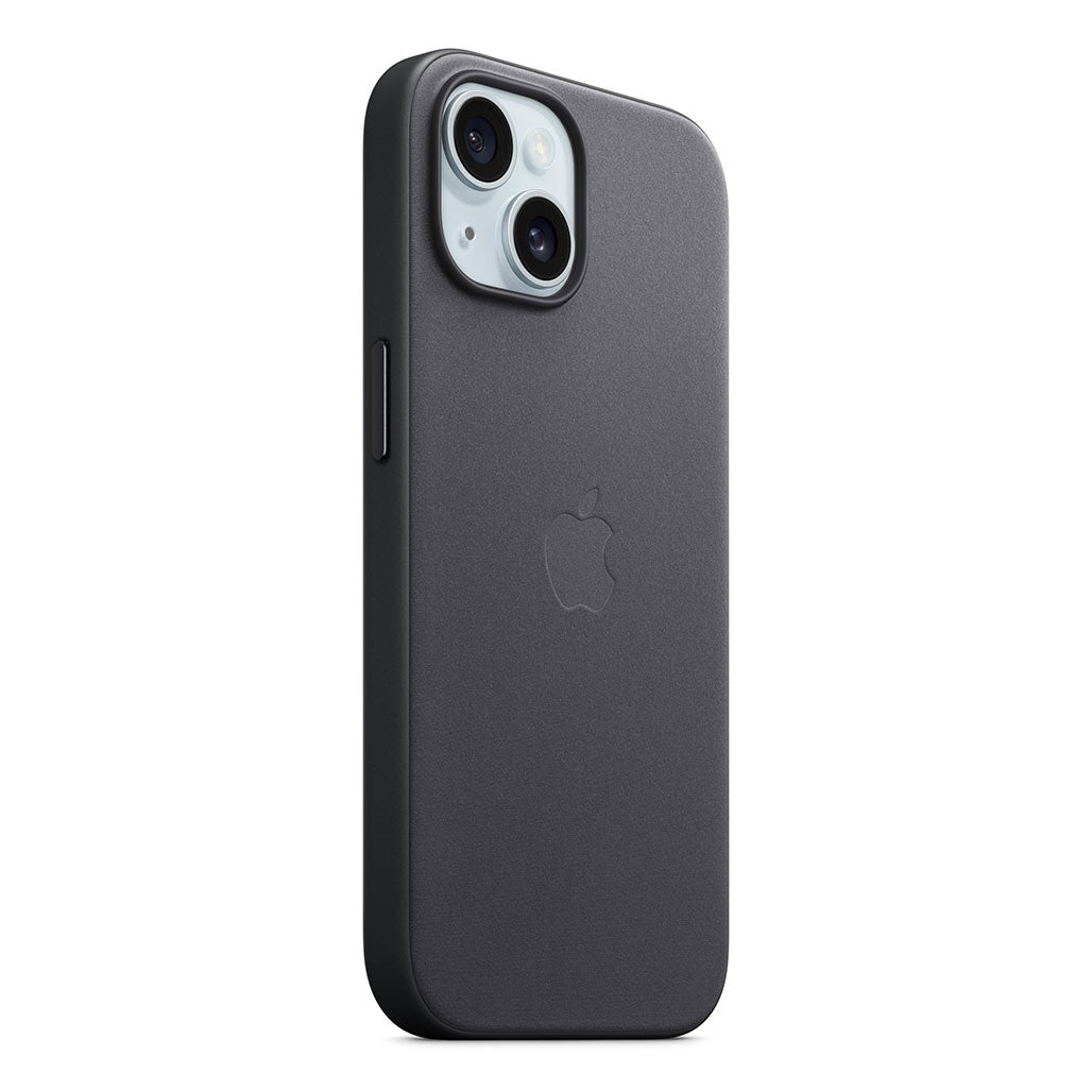 A Photo Of Apple iPhone 15 FineWoven Case with MagSafe - Black | Sustainable, Stylish Protection