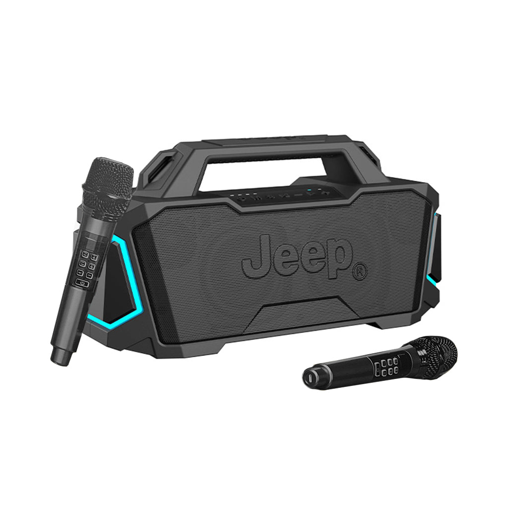 A Photo Of JEEP JP SW003 Outdoor Bluetooth Speakers with Microphone - 40W Dual Drivers, RGB Lighting, IPX5 Waterproof, 12000mAh Power Bank, and Multiple Playback Modes