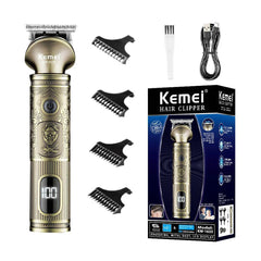 A Photo Of Kemei KM-1635 - Rechargeable Professional Electric Trimmer for Men with LCD Display and Carbon Steel Blades