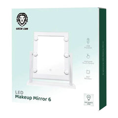 Green Lion GNBR6LEDMIRWH Brightening 6 Led Makeup Mirror - White