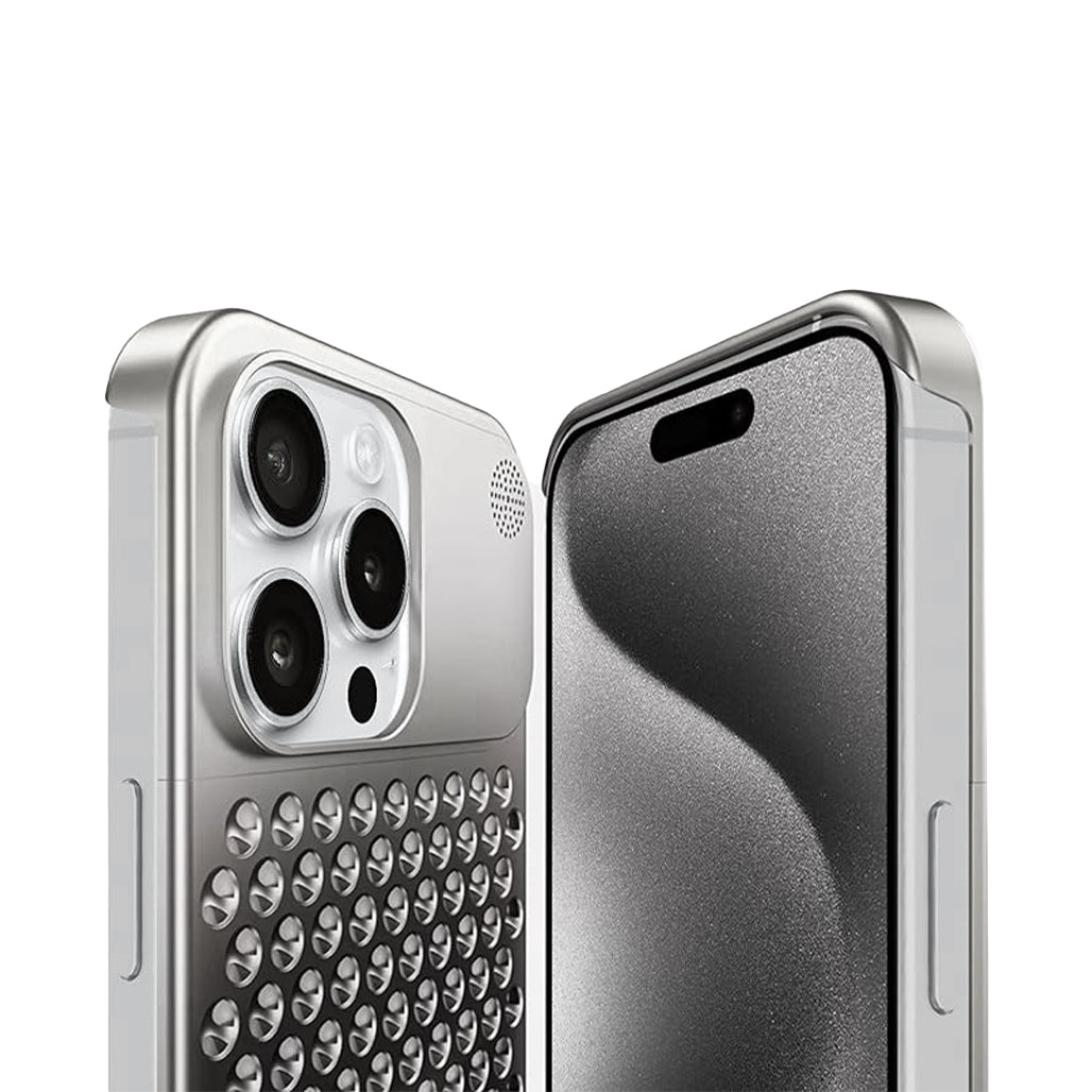 Metal Heat Dissipation Phone Case For iPhone 15 Pro/15 Pro Max- Silver, 32966522241276, Available at 961Souq