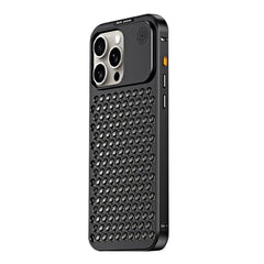 Metallic Alloy Shockproof Cooling Hybrid Case for iPhone 15 Pro Max - Black