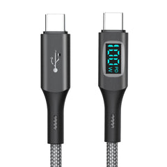 A Photo Of Moxom 100W 1.5m Type-C to Type-C Cable with Charging Status Mini-Display - Fast Charging Cable with Intelligent Sensor