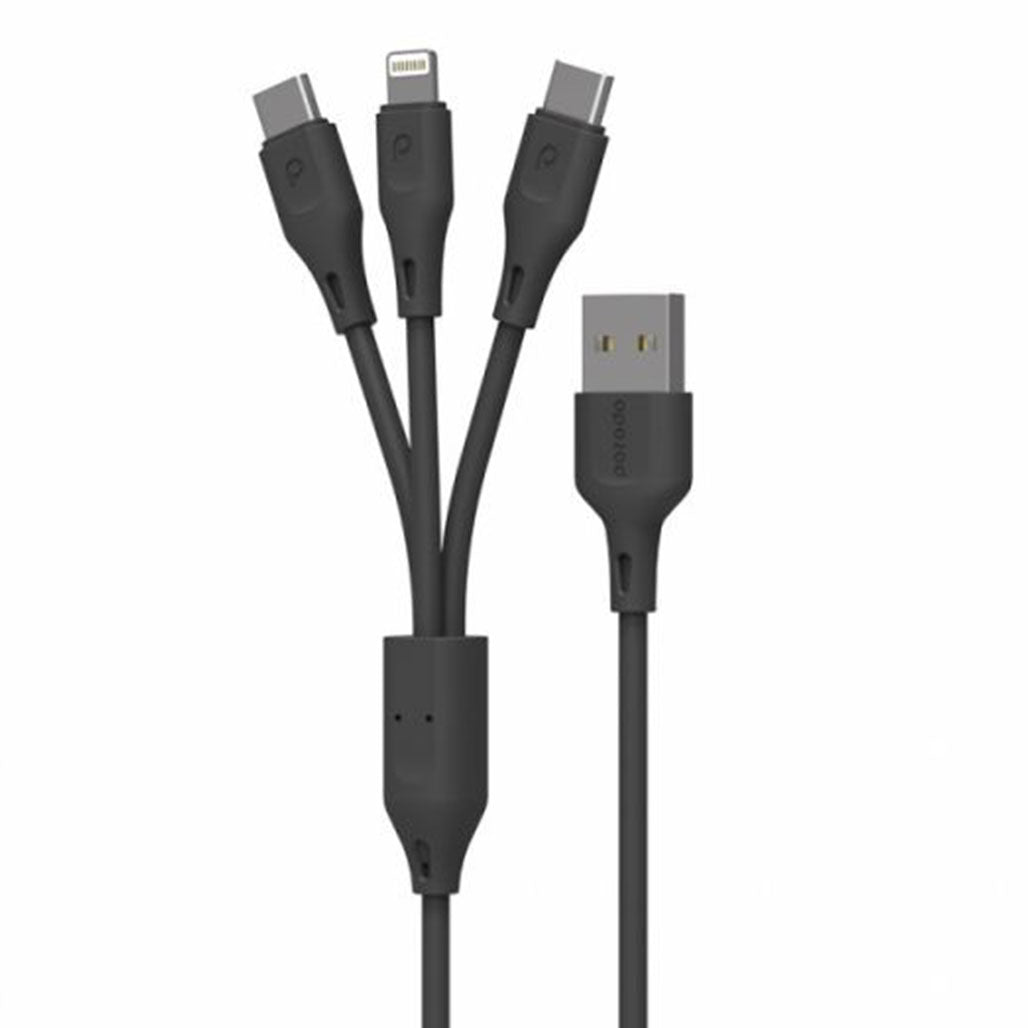 Porodo 3in1 USB Cable Lightning and Type-C - Durable Fast Charge and Data Cable, 31916344213756, Available at 961Souq