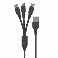 Porodo 3in1 USB Cable Lightning and Type-C - Durable Fast Charge and Data Cable from Porodo sold by 961Souq-Zalka