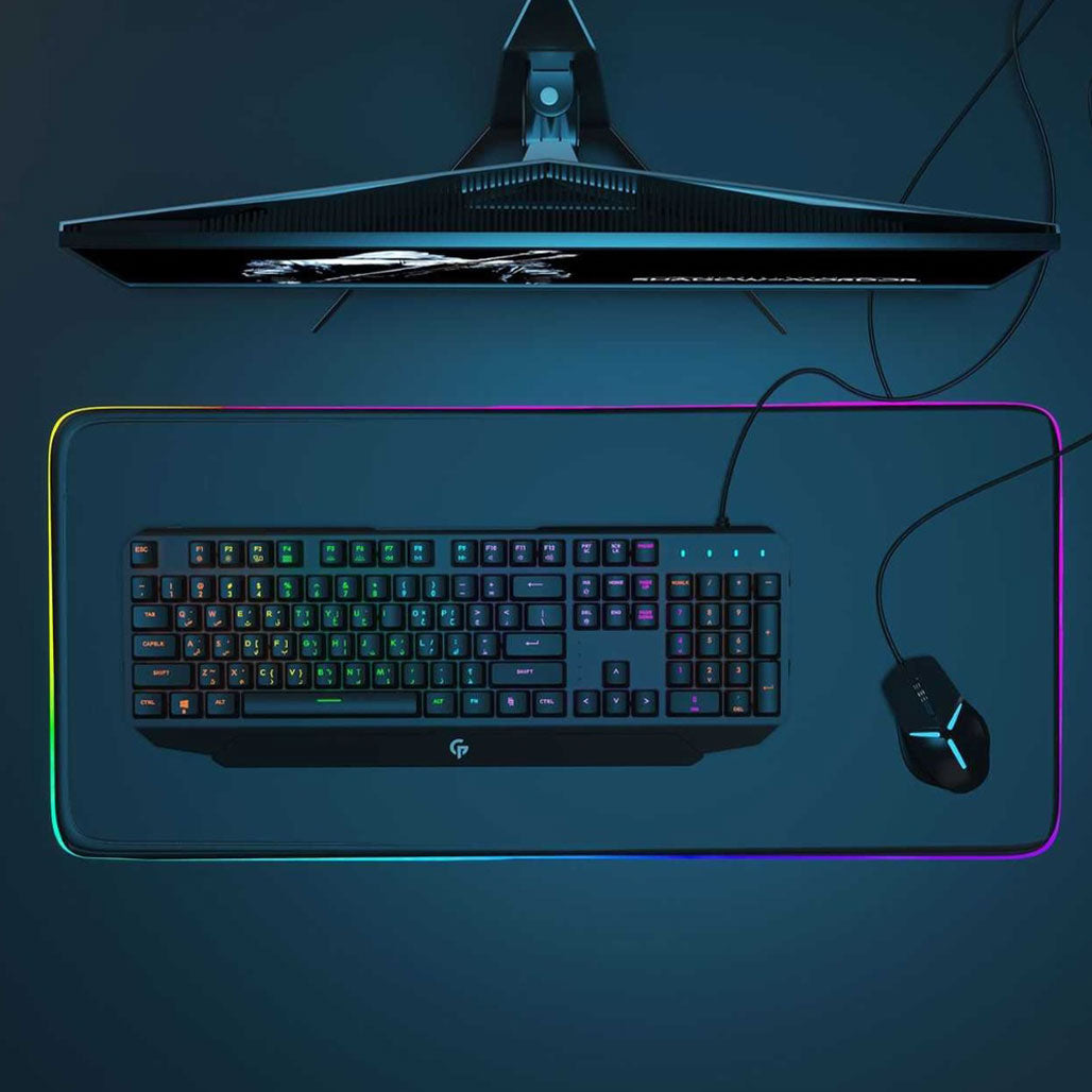 A Photo Of Porodo Gaming Full-size Wired Mechanical Gaming Keyboard Ultra With Rainbow Lighting And Aluminum Panel