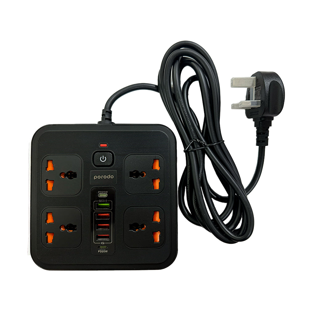 A Photo Of Porodo Multi-Port Super Hub 2 USB-C / 4 USB-A Universal AC Sockets