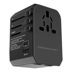 Powerology Universal Travel Adapter 2.4A + PD 45W – Black