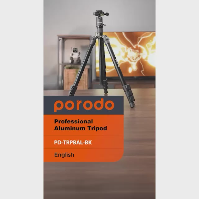 Porodo Professional Aluminum Tripod with Ballhead | PD-TRPBAL-BK