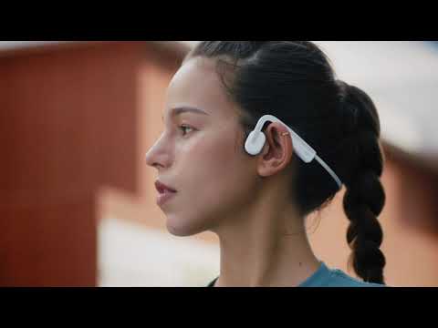 A Video Of Shokz OPENMOVE Bone Conduction Headphones - Open-Ear, Bluetooth 5.1, Sweatproof, 6-Hour Battery Life