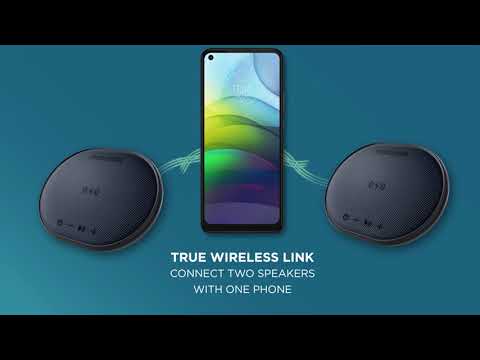 A Video Of Motorola ROKR 500 Wireless Portable Speaker - Compact Bluetooth Speaker with Wireless Charging Pad, IPX6 Waterproof