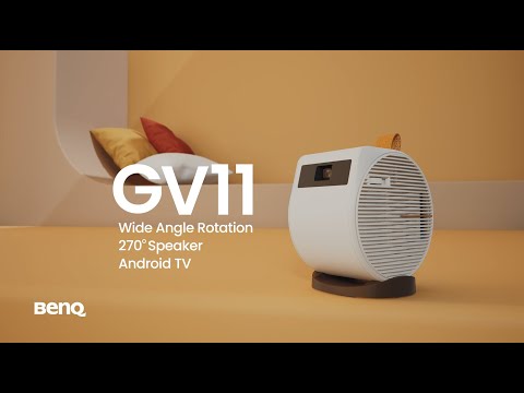 A Video Of BenQ GV11 Portable Smart Projector - 200 ANSI Lumens, Android TV 10, Wireless Casting, 270° Speaker