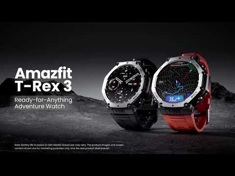 A Video Of Amazfit T-Rex 3 - Durable Outdoor Smartwatch with 27-Day Battery Life, Advanced GPS, 1.5