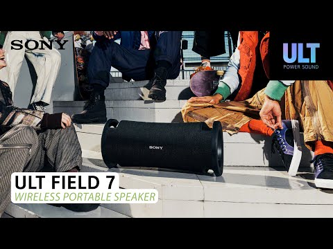 A Video Of Sony ULT POWER SOUND - ULT FIELD 7 Wireless Portable Speaker with Enhanced Bass, IP67 Rating, 30-Hour Battery Life, and Lighting Effects