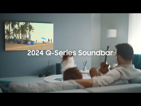 A Video Of Samsung Q990D 11.1.4 Channel Wireless Dolby Atmos Soundbar with Rear Speakers and Q-Symphony