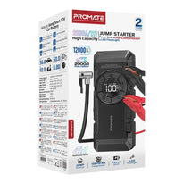 Promate 2000A/12V High-Capacity Jump Starter Power Bank with Air Compressor & LED Flashlight