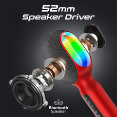 Promate VocalMic 5-in-1 Wireless Karaoke Microphone & Speaker - Red
