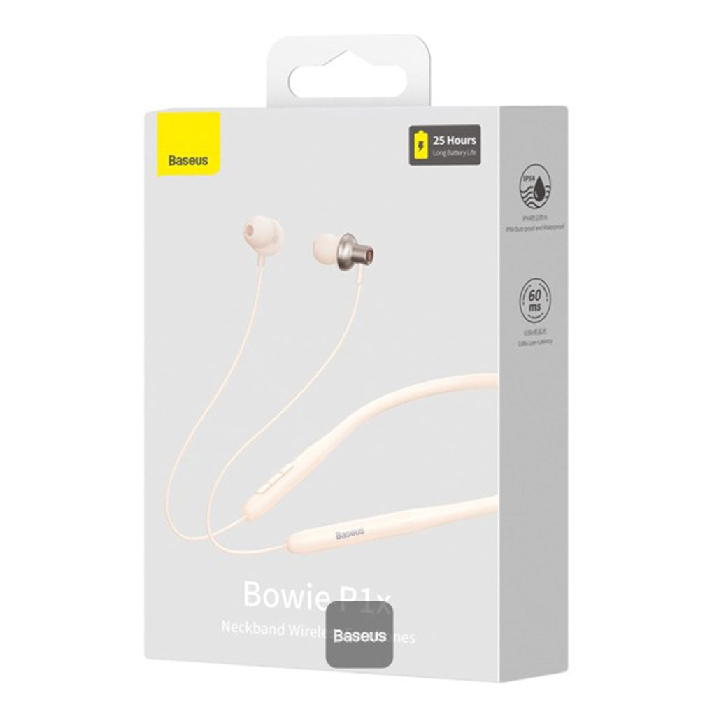 A Photo Of Baseus Bowie P1x Neckband Wireless Earphones - Bluetooth 5.3, IPX4 Waterproof, 25-Hour Battery Life, Ultra-Low Latency - White