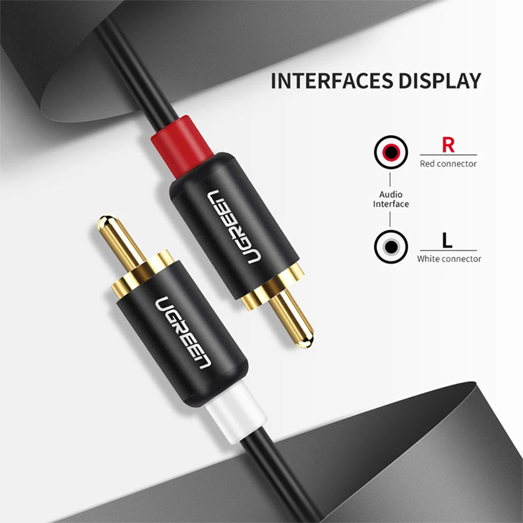 A Photo Of UGreen 3M RCA Male to RCA Male Stereo Audio Cable | High-Quality ABS Material for Clear Audio Transmission