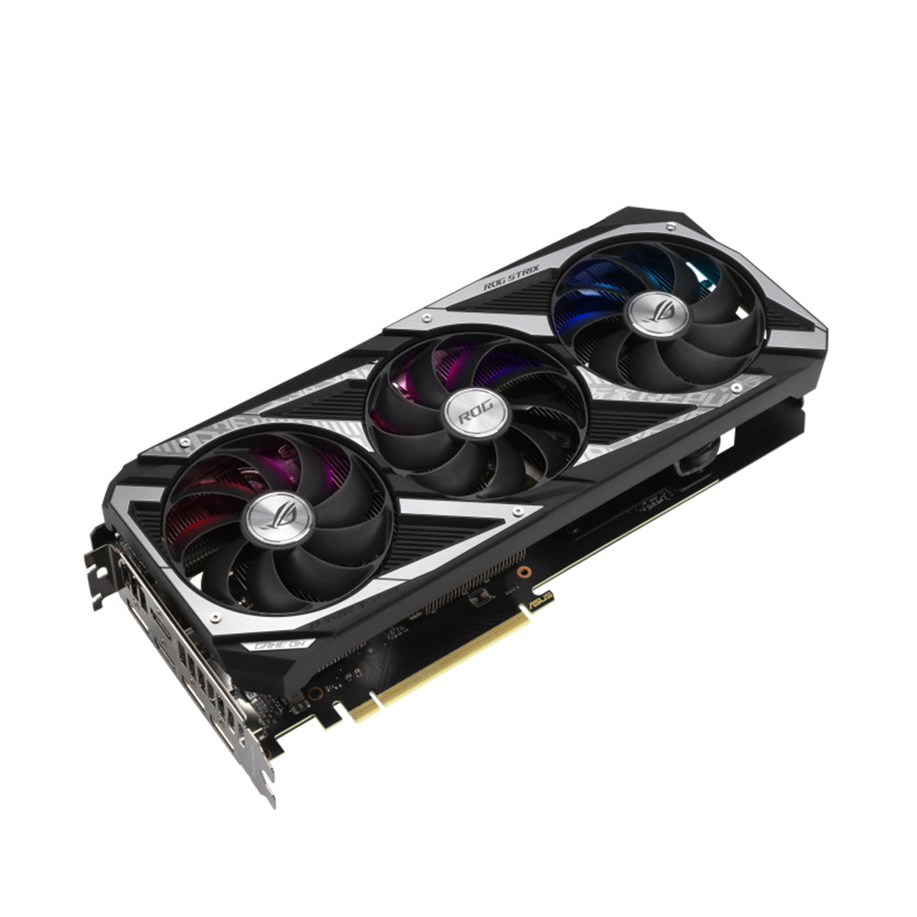 A Photo Of Asus ROG Strix GeForce RTX™ 3060 V2 OC Edition 12GB GDDR6 buffed-up design with chart-topping thermal performance.