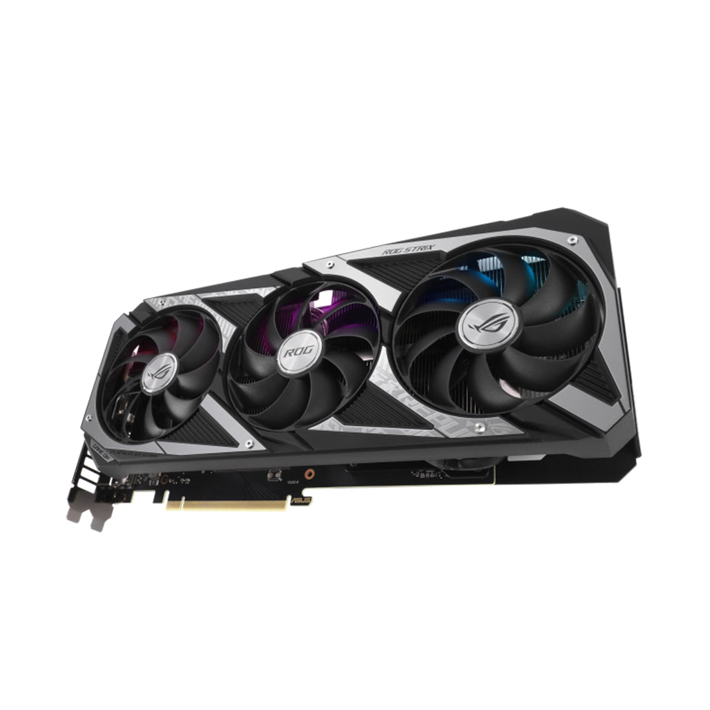 A Photo Of Asus ROG Strix GeForce RTX™ 3060 V2 OC Edition 12GB GDDR6 buffed-up design with chart-topping thermal performance.