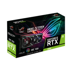 A Photo Of Asus ROG Strix GeForce RTX™ 3060 V2 OC Edition 12GB GDDR6 buffed-up design with chart-topping thermal performance.