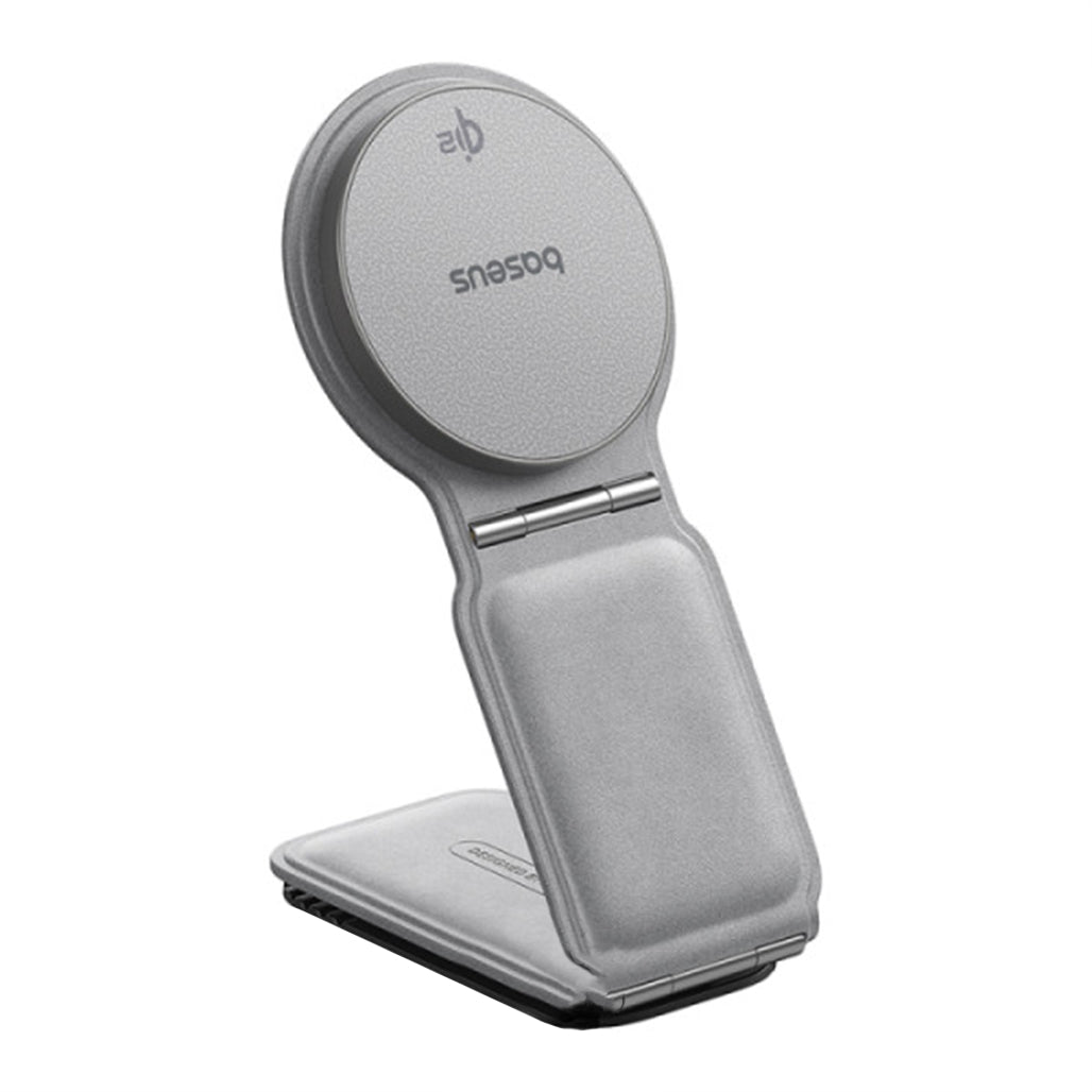 A Photo Of Baseus C02 PrimeTrip Magnetic Wireless Charging Car Phone Holder - 15W Qi2 MagSafe, Foldable Dashboard Mount, 360° Adjustable, Gray