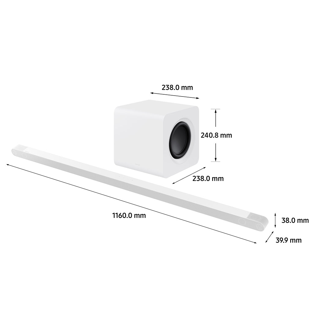 A Photo Of Samsung HW-S801B Ultra Slim Lifestyle Soundbar with Wireless Subwoofer – Dolby Atmos, Adaptive Sound, and Alexa Built-in