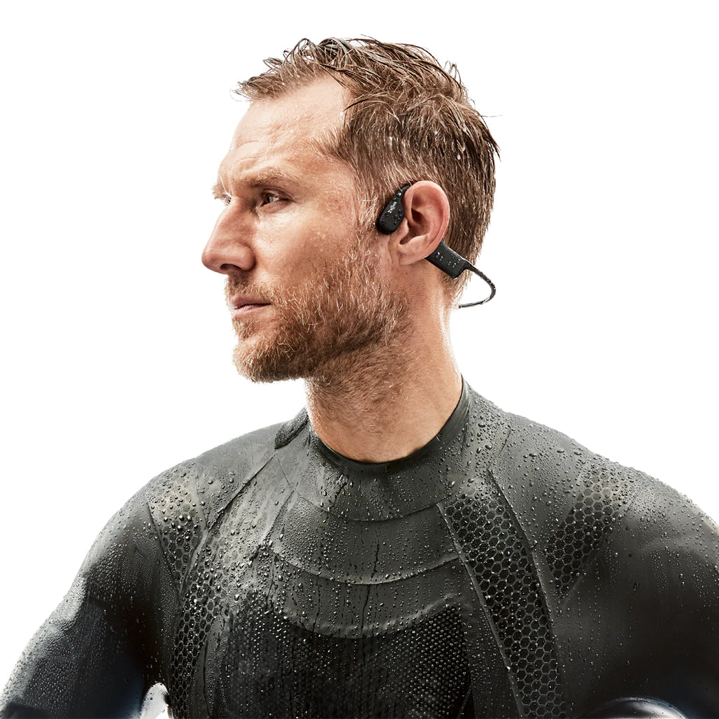 A Photo Of Shokz OPENSWIM Waterproof MP3 Headphones with 7th Generation Bone Conduction Technology, 4GB Storage, and 8-Hour Battery Life