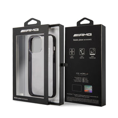 AMG PC Transparent Hard Case With Black Matte TPU Rim For iPhone 14 Pro
