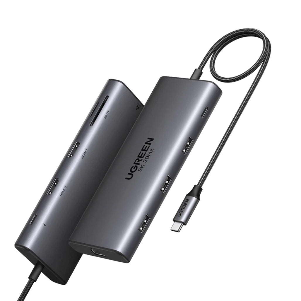 A Photo Of UGreen 10-in-1 USB-C Multifunction Adapter with Dual HDMI, USB Ports, and Power Delivery