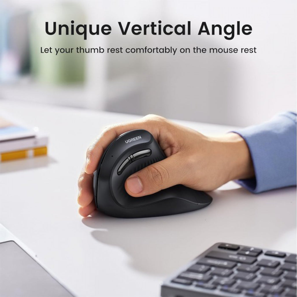 A Photo Of UGreen 25444 Vertical Mouse Wireless (Bluetooth 5.0 + 2.4G) 4000 DPI Max Ergonomic Mouse with 5 Buttons