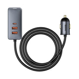 Baseus Share Together PPS multi-port Fast charging car charger with extension cord 120W 2U+2C Gray from Baseus sold by 961Souq-Zalka