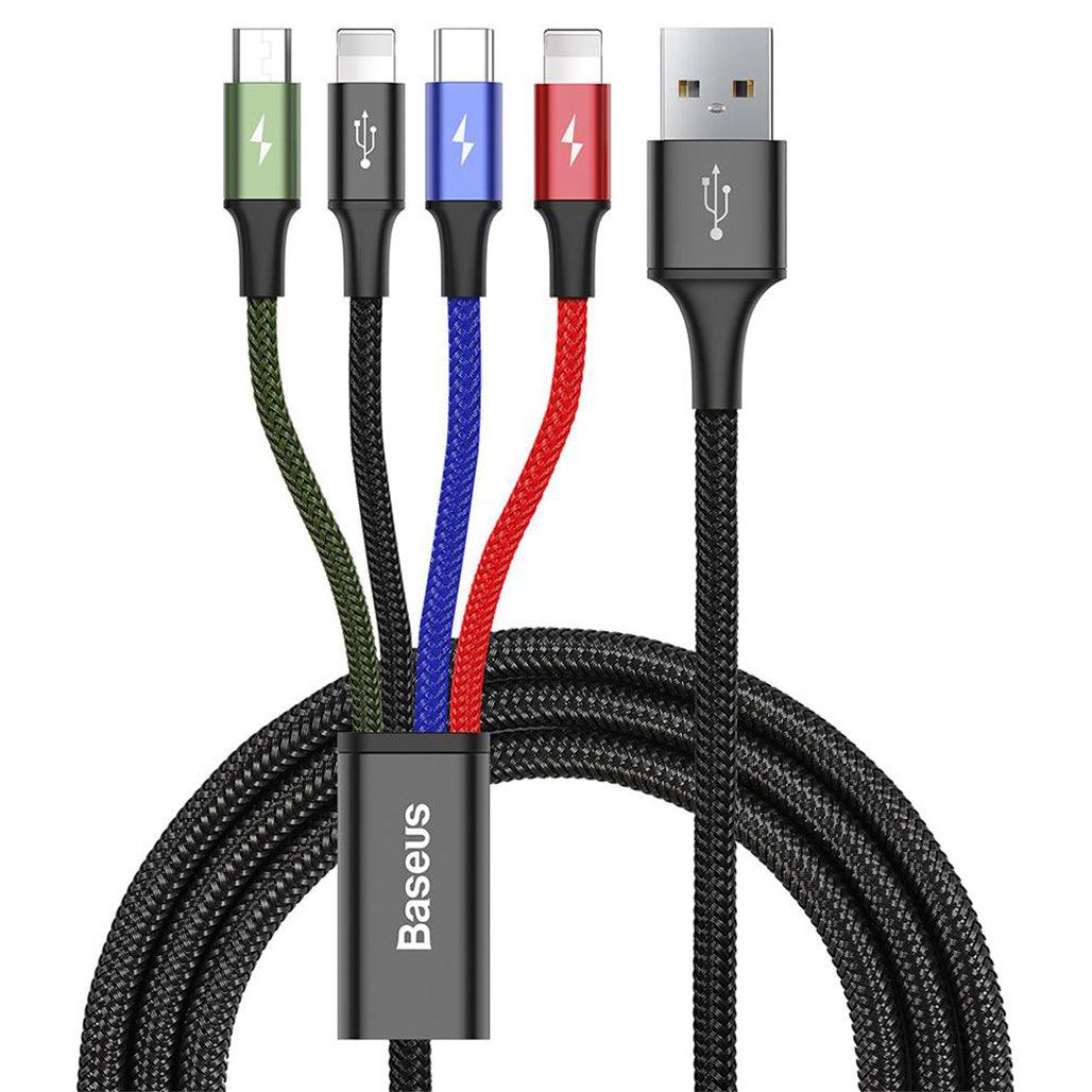 Baseus Fast 4-IN-1 Cable for iPhone USB-C Micro 3.5A 1.2M Black, 23188898971820, Available at 961Souq