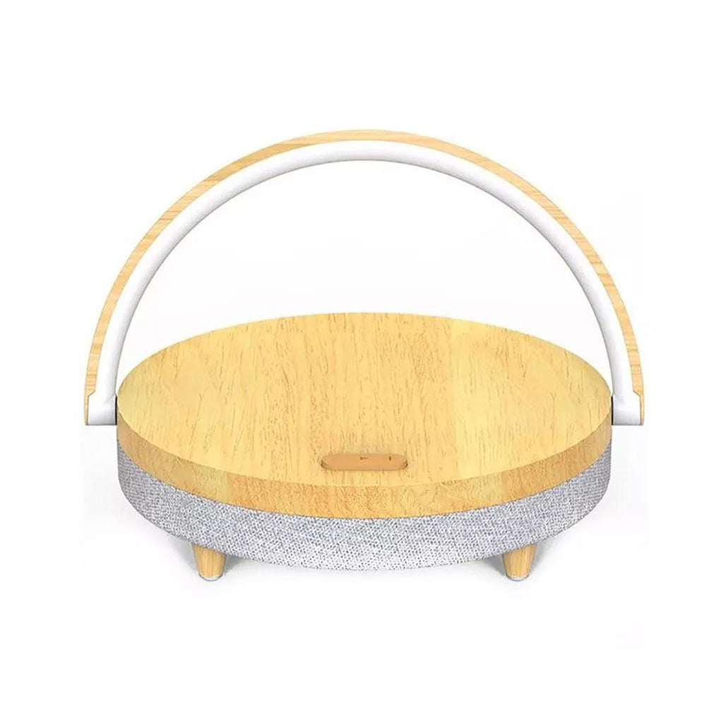 Bluetooth Speaker With Wireless Charger And Colorful Night Light Wood Grain, 30034147901692, Available at 961Souq