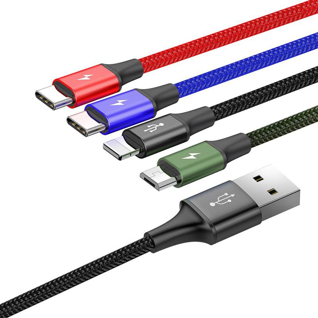 Baseus Fast 4-IN-1 Cable for iPhone USB-C Micro 3.5A 1.2M Black, 23188899397804, Available at 961Souq