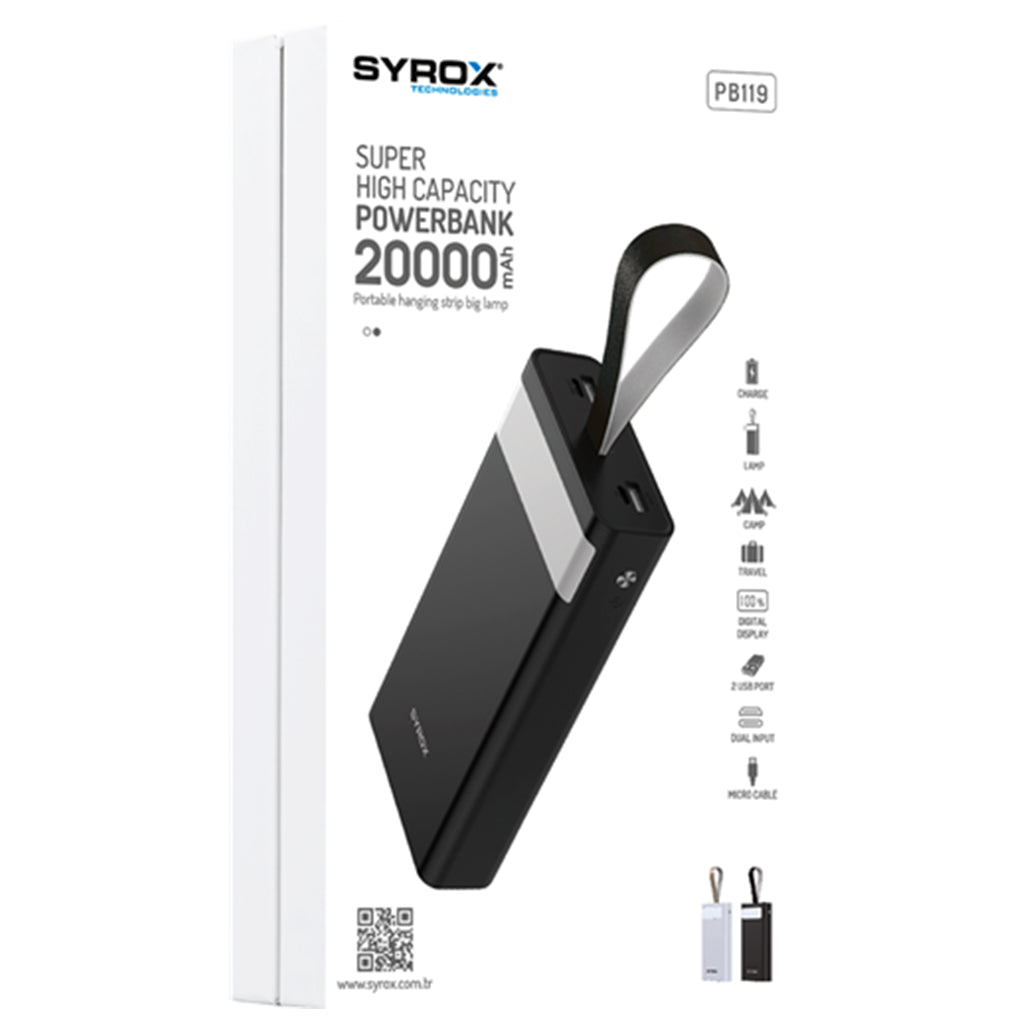 Syrox PB119 20000 Mah. Led / Flashlight Powerbank, 22695270252716, Available at 961Souq