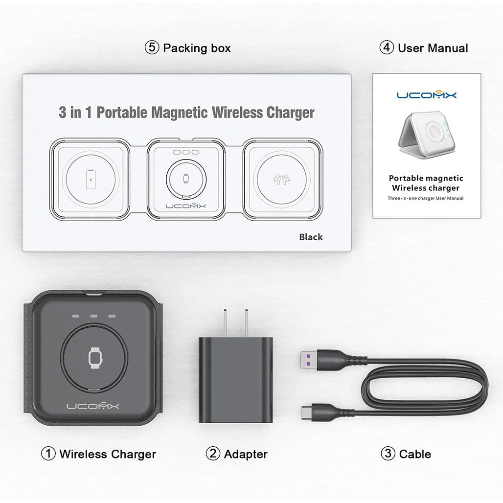 UCOMX Nano 3 in 1 Foldable Wireless Charging Station from Other sold by 961Souq-Zalka