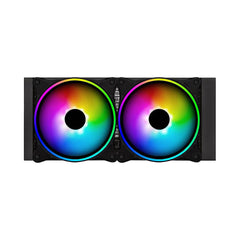 A Photo Of Xigmatek Aurora 240 - AIO Liquid Cooler, Aura Illuminated Pump Head, 2x120mm AT120 Rainbow Fan, Reinforced Metal Backplate