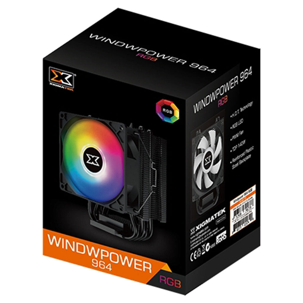 Xigmatec Windpower 964 RGB (Black Anodized, 90mm RGB PWM Fan) from Xigmatek sold by 961Souq-Zalka