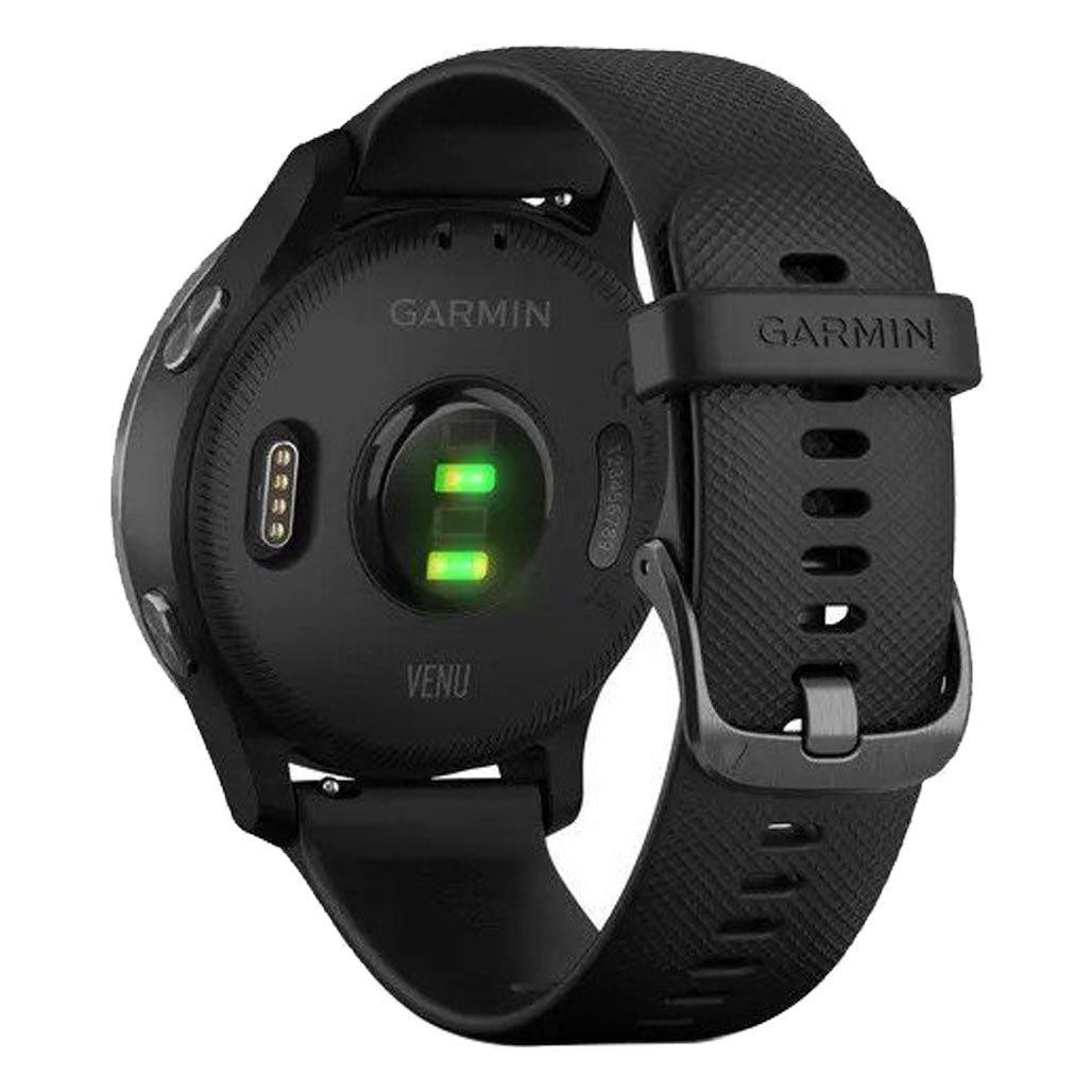 Garmin Venu GPS Smartwatch Slate Stainless Steel Bezel with Black Case and Silicone Band, 30034090918140, Available at 961Souq