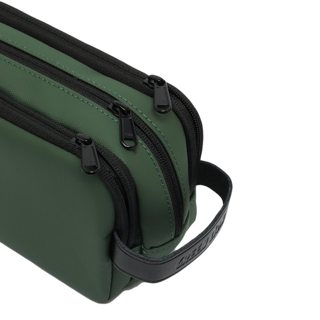 A Photo Of Green Lion Elegant Pouch - Multi-Purpose Organizer with Leather Handle