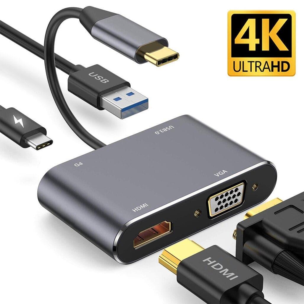 4K USB-C to HUB PD HDMI+VGA+USB Adapter 4 in 1, 20529862475948, Available at 961Souq